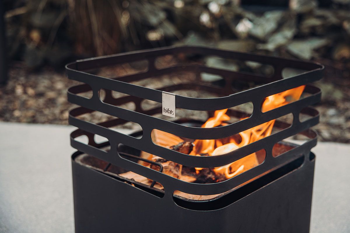 HÖFATS - CUBE Fire Basket black Corten Steel